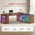 thumbnail image 4 of 71" L-Shaped Executive Desk with Power Outlets & Drawers, Modern Corner Computer Desk with File Cabinet and Storage Shelves for Home Office, Walnut, 4 of 8