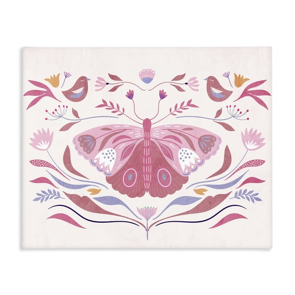 Stupell Industries Eclectic Pink Boho Butterfly Canvas Art, 20 x 16, by Kim Allen