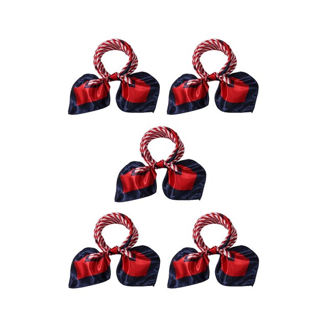 INSPIRE CHIC 5 Pcs Foulard Carré pour Femmes Foulards Imprimé Léopard à Rayures Motif à Pois Fichu Foulard de Cou 5 Pcs-50x50cm Rayures Rouges Bleues