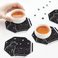 thumbnail image 3 of KLL Drink Coasters Set Octagon of 4,PU Leather Absorbent Coasters Set Decorative Coffee Cup Coasters Housewarming Gift for Home Decor-Star Gazing Cat Illustration, 3 of 5