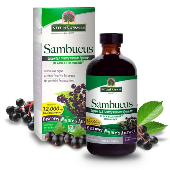 Nature’s Answer Sambucus Elderberry Syrup, Great-Tasting Vegan Immune Support, 8 fl oz