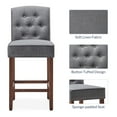 thumbnail image 3 of BELLEZE Counter Height Bar Stools for Kitchen Island Set of 2, Modern Counter Stools Button Tufted Upholstered  Barstools Island Chairs Farmhouse High Back Dining Room Chairs - Calila (Gray), 3 of 7