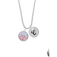 thumbnail image 2 of Delight Jewelry Silvertone Domed Multi Color CNM Silvertone Script Initial Disc - C - Charm Necklace, 20"+3", 2 of 4