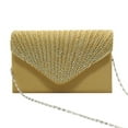 thumbnail image 1 of Qarigey Bolso tipo sobre de poliéster para mujer, cerrojo Rectangular portátil, repuesto de diamantes de imitación, Color sólido, para Bolsas de mensajero y de hombro Oro, 1 of 6