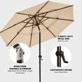 thumbnail image 2 of wikiwiki 10 FT-3 Tiers Patio Umbrellas with Base Included, Fade-Resistant, Waterproof Polyester DTY Umbrellas with 8 Sturdy Ribs for Garden, Lawn, Deck, Backyard and Pool,Beige, 2 of 5