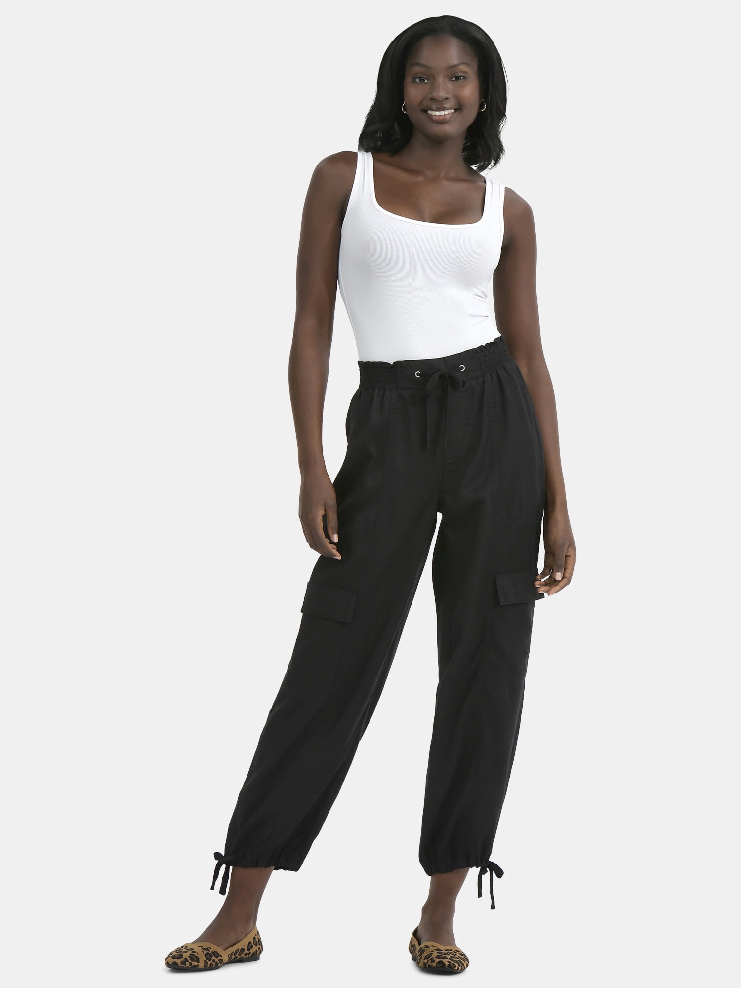 Time and Tru Women's High Rise Jogger Pants, 28" Inseam, Sizes XS-XXXL