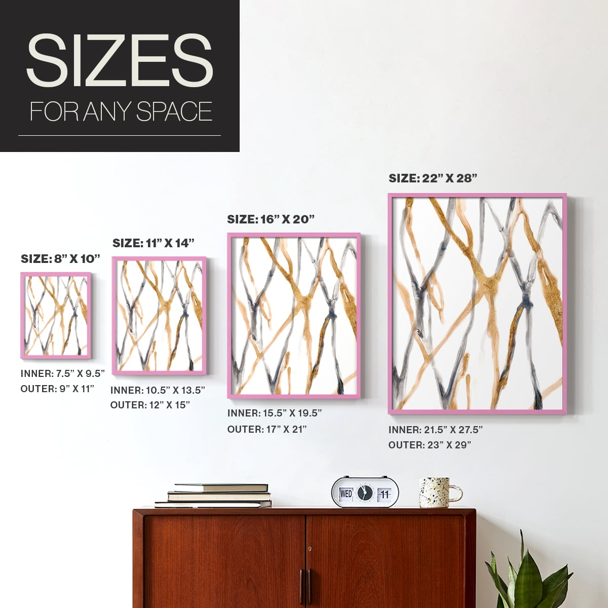 Runnel IX in Pink Solid Wood 8 x 10 Framed Print
