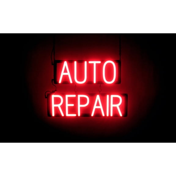 SpellBrite AUTO REPAIR LED Sign for Business. 21.2" x 15.0" Red AUTO REPAIR Sign Has Neon Sign Look With Energy Efficient LED Light Source. Visible from 500 Feet, 8 Animation Settings.
