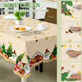 thumbnail image 3 of Christmas Tablecloth 60×84 Inch, Santa Claus Snowman Christmas Tree Champagne Tablecloth, Oil Proof Dining Table Cover for Party, 3 of 5