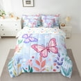 thumbnail image 2 of Homewish Cartoon Butterfly Teens Twin Bedding Sets 7-Piece, Kawaii Cute Moth Animal Bedding Comforter Set, Plant Botanical Reversible Sheet Sets, Ultra Soft Bedroom Decor, 2 of 7