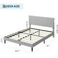 thumbnail image 3 of GloryStar Corduroy USB Charging Platform Bed, Adjustable Storage Headboard with Wooden Slat Support, No Box Spring Required, 3 of 7