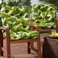 thumbnail image 3 of Palm Leaves White 42 x 21 in. Outdoor Tufted Dining Chair Cushion (Set of 2) by Greendale Home Fashions, 3 of 9