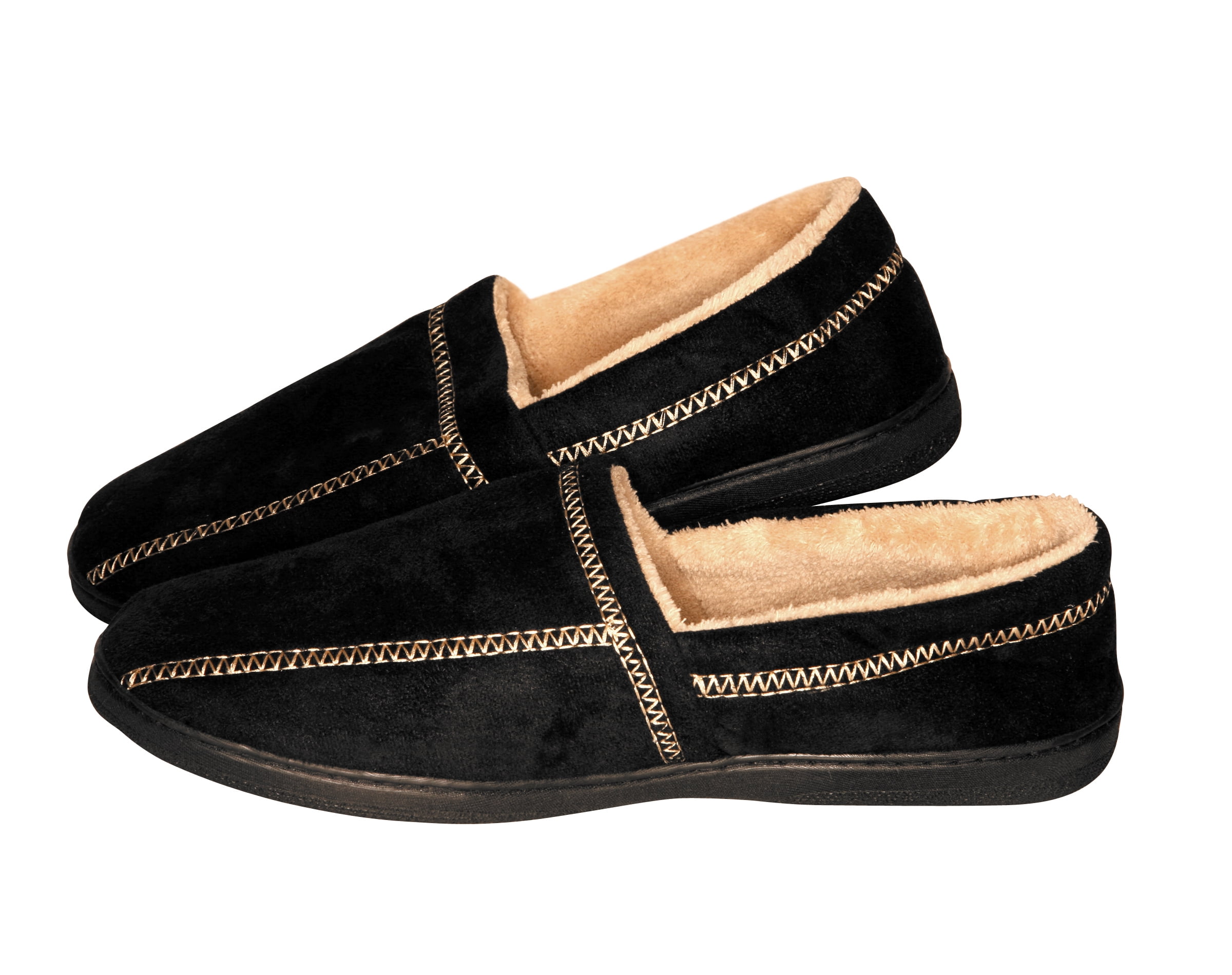 Deluxe Comfort Modern Moccasin Memory Foam Men's Slipper, Size 13-14 – Stylish Microsuede – Long-Lasting Memory Foam – Warm Fleece Lining – Men's Slippers, Black