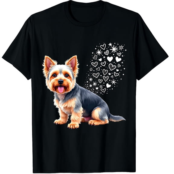 Love Heart for Valentines Day on Yorkshire Terrier Lover Graphic Crew Neck Short Sleeve T-Shirts (Men's, Women's)
