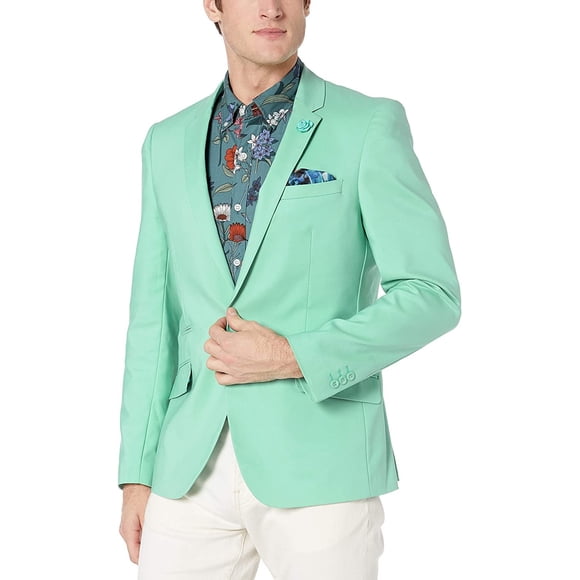 Azaro Uomo Men's Blazer Slim Dress Casual Stretch Suit Sport Jacket Stylish, Mint Green, Small