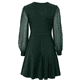thumbnail image 1 of Vestido Corto Fruncido con Escote en V para Mujer, Color Verde, Talla L, 1 of 10
