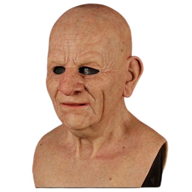 Cubierta facial de látex para Halloween, accesorio para la cabeza de anciano para mascarada.