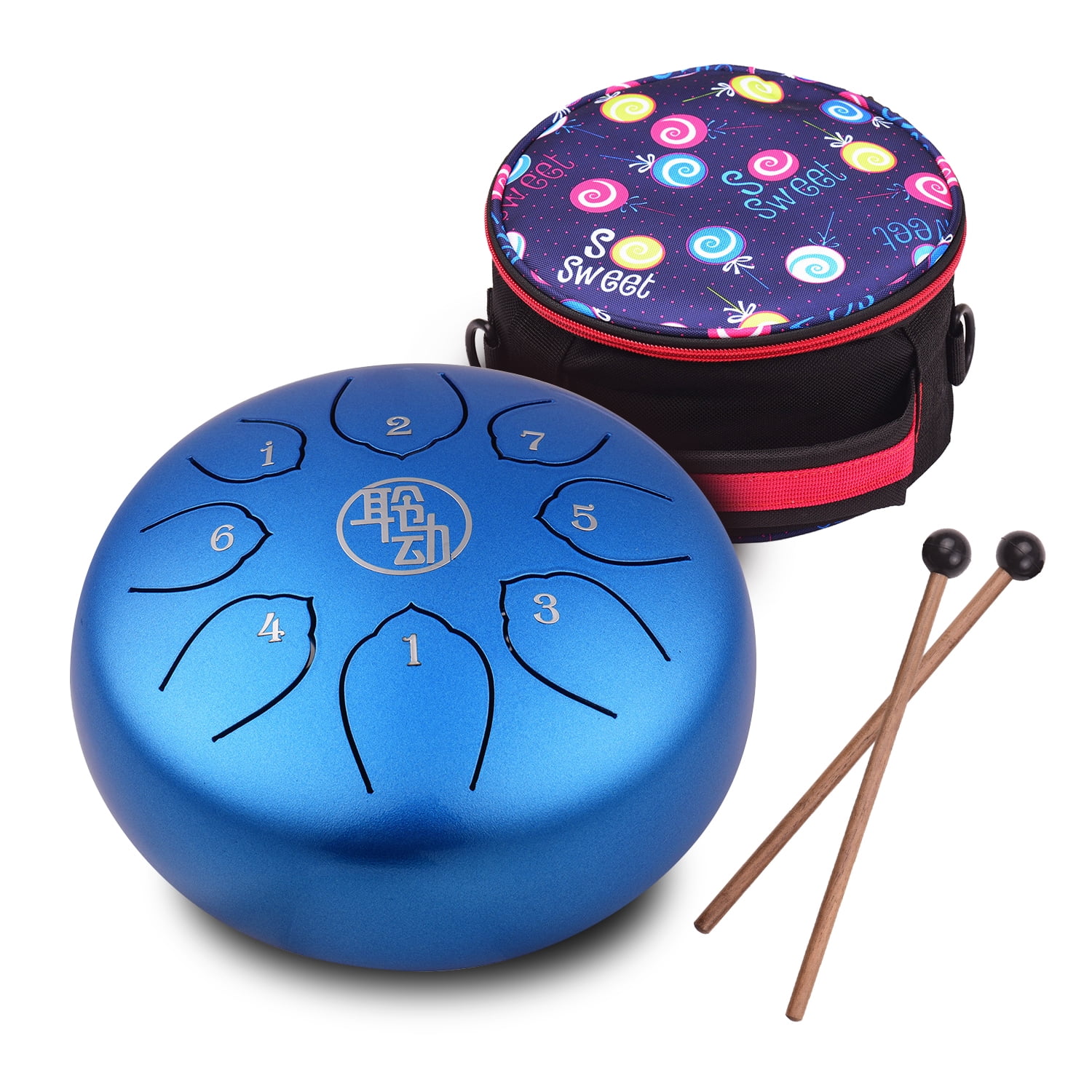 Steel Tongue Drums 15 Notes Tank Drum 14 Inch D Key High Carbon Harmonic Hand Pan Handpan Drum with Rope Decoration and Mallets for Meditation Color : Brown Yoga and Zen