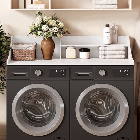 Tarnorci 54" Washer Dryer Countertop with Storage Shelf，Side Edge for Laundry Room Organization