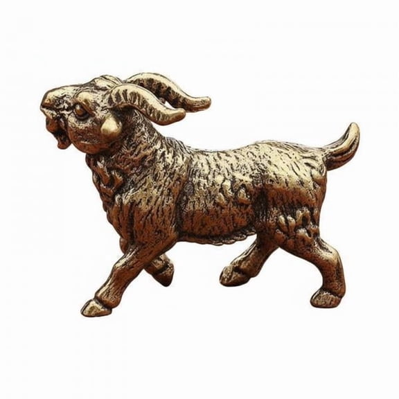 guohui 4xChinese Astrological Brass Figurine, Detailed Craftsmanship Brass Chinese Astrological Statue Symbol of Prosperity Solid Copper Animal Figure Large Goat