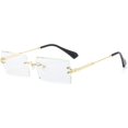 thumbnail image 1 of Gafas de sol rectangulares sin montura para mujeres y hombres, gafas ultralivianas con montura de metal, gafas cuadradas de moda con protección UV400, unisex, 1 of 4