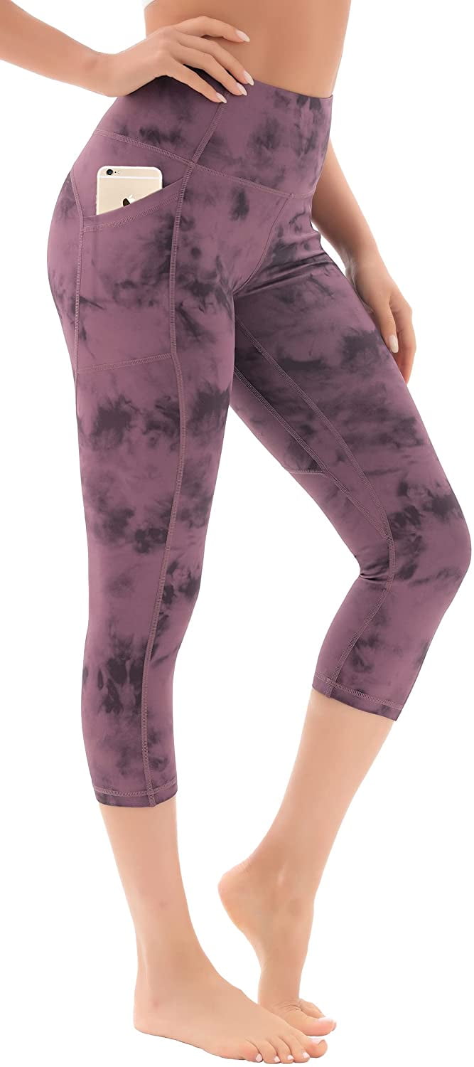 L33 L37 LAPASA Womens Slimming Capris Soft Wide Waistband Running Yoga Pants Wide Waistband Hidden Pocket L02 L38