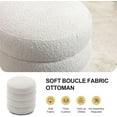 thumbnail image 4 of BISHE Modern Round Ottoman with Soft Padded Seat, Multifunctional Vanity Chair for Makeup, Upholstered Footrest Stool for Living Room or Bedroom, White-Boucle, 4 of 9