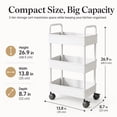 thumbnail image 4 of 3-Tier Kitchen Storage Cart, Rolling Utility Cart with Armrests, Mobile Bathroom Organizer Trolley for Toiletries Storage, 4 of 8