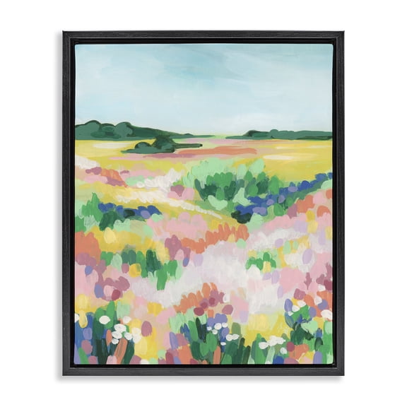 Stupell Industries Contemporary Abstract Vivid Meadow Black Floating Frame Canvas Art, 17 x 21, by June Erica Vess