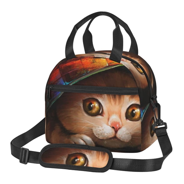 Balery Animal Cat Bolsa de Almuerzo Impresa, Caja de Almuerzo Reutilizable, Bolsa Térmica Aislada para Almuerzo, Bolsa Antiderrames