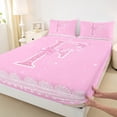 thumbnail image 3 of Manfei Letter F Monogrammed Bed Sheets,Pink Sparking Print King Sheets,Cute Bow Bowtie Sheet Set For Child,Microfiber Room Decorative,4-Piece, 3 of 7