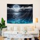 thumbnail image 1 of Cielo Nocturno Tapiz Luna Llena en el Mar Tapiz Colgante de Pared Fantasía Nube Blanca Tapiz Acuarela Tapiz Arte de Pared para Dormitorio Sala de Estar Dormitorio Decoración de Pared,100*150CM, 1 of 5