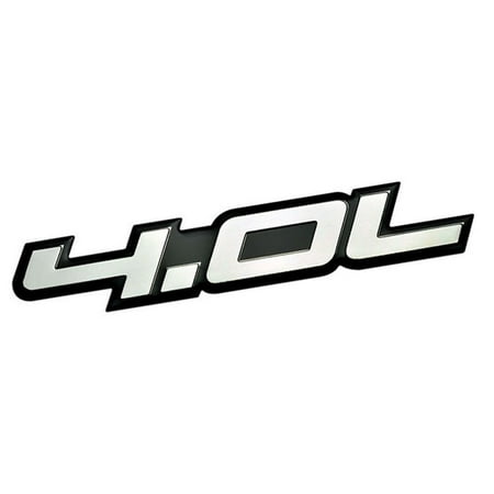 4.0L Liter Embossed SILVER on Black Highly Polished Silver Real Aluminum Auto Emblem Badge Nameplate for Chrysler Pacifica Town & and Country Ford Ranger Explorer Mustang Jeep Grand Cherokee Wrangler