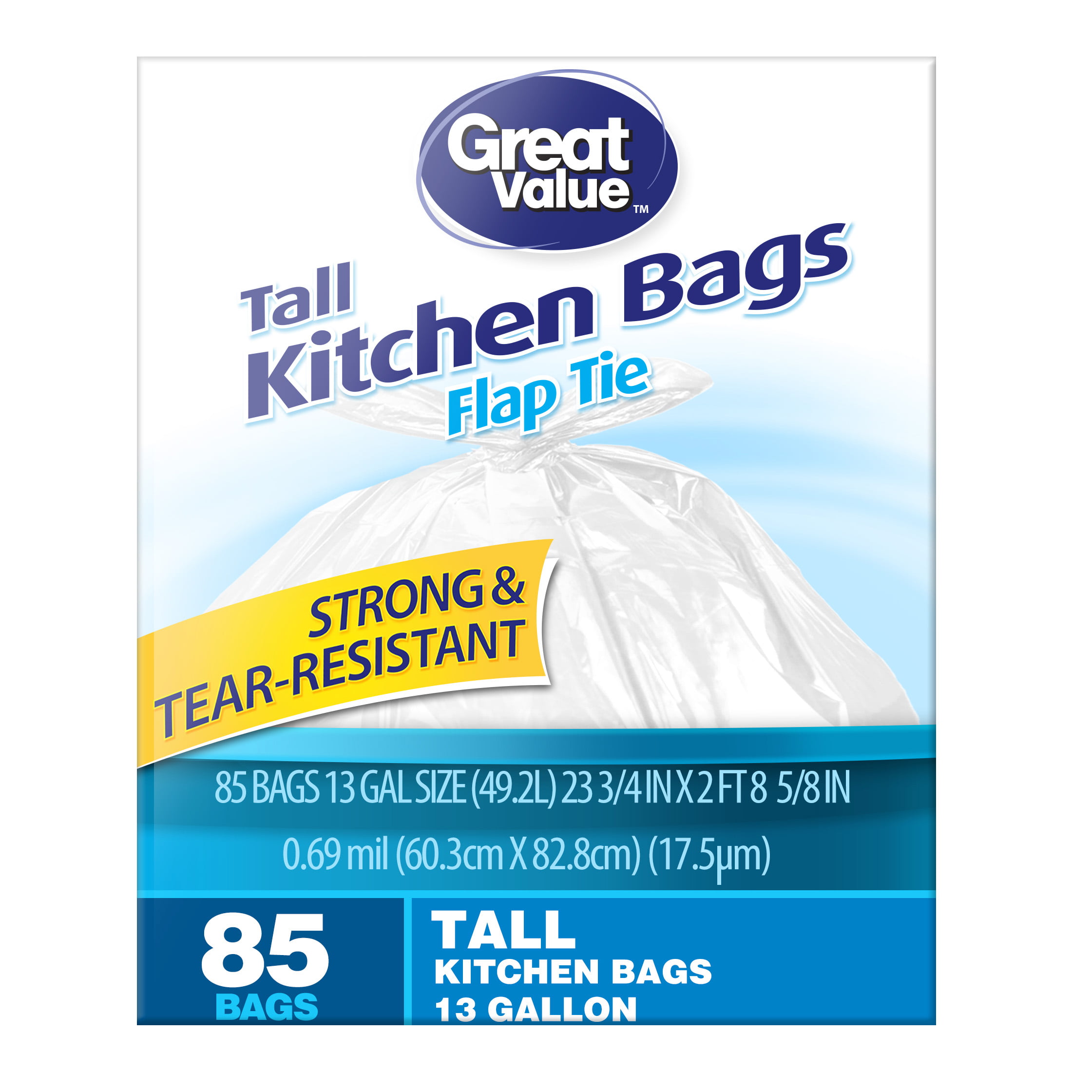 Hefty Basics 13 Gallon Tall Kitchen Flap-Tie Bags 108 ct Box