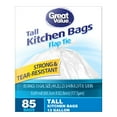 Great Value 13Gallon Flap Tie Tall Kitchen Trash Bags, 85 Bags