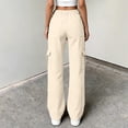 thumbnail image 5 of Women's Lightweight Cargo Pants High Waisted Straight Leg Outdoor Utility Trousers Yellow L, 5 of 6