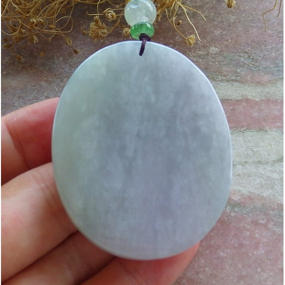 Certified Lavender Green Burma Natural A Jade jadeite pendant Rectangle Necklace 667194 TN