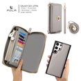 thumbnail image 5 of DeCase Crossbody Zipper Wallet Case for Samsung Galaxy S22 Ultra, Full Body Protectton Multifunction Purse Credit Card Holder，RFID Blocking Handbag PU Leather Shockproof Protective Cover, grey, 5 of 8
