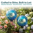 thumbnail image 2 of Sunnydaze Deep Ocean Swirl 10" Mosaic Glass Outdoor Gazing Globe with Solar Light, 2 of 11