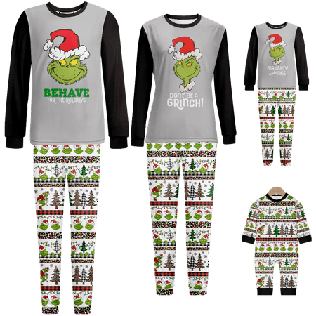

Family Matching Christmas Pajamas Sets Merry Christmas Print Sizes for Adult-Kids-Baby-Pet 2-Piece Top and Pants Bodysuits Xmas Pjs Set
