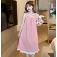 thumbnail image 1 of Pijamas de manga corta para mujer, de verano, de color liso, sencillos, con encaje, estilo princesa, ropa de casa de verano para mujer, 1 of 5