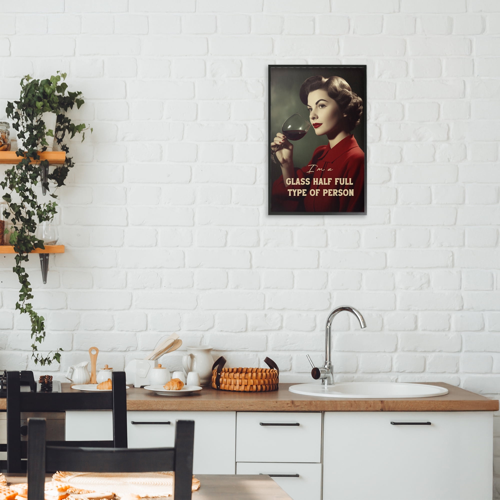 Stupell Industries Glass Half Full Person Black Framed Giclee Art, design by Andreas Magnusson
