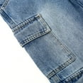 thumbnail image 6 of KIDSCOOL SPACE Girls’ Denim Cargo Overalls, Wide Leg Jean Dungarees,Blue,7-8 Years, 6 of 7