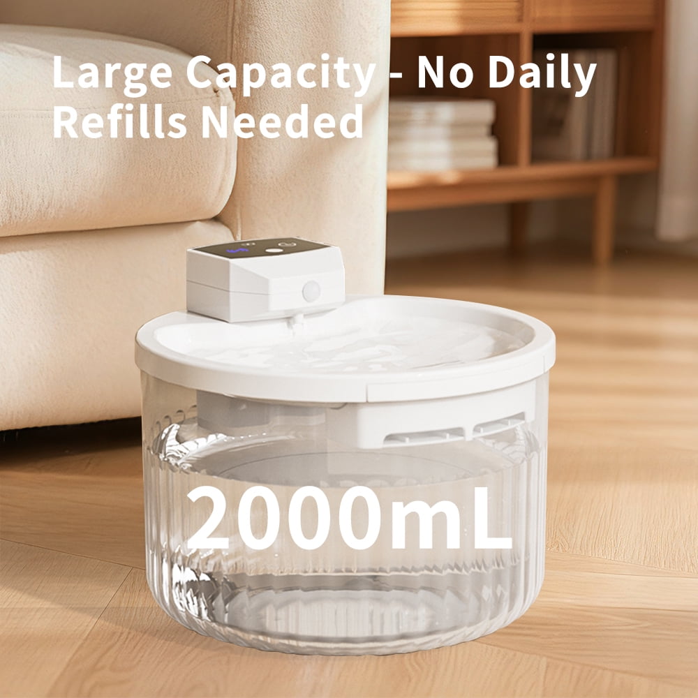 2000ML Sensor-Activated Cat Water Fountain - 50-Day Runtime, Ultra-Quiet 30dB