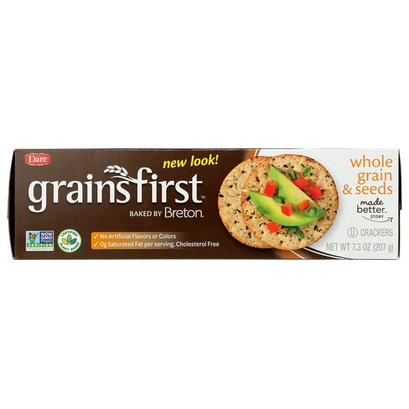 (Pack of 12) Dare Breton GrainsFirst Crunchy Baked Crackers, 7.3 oz