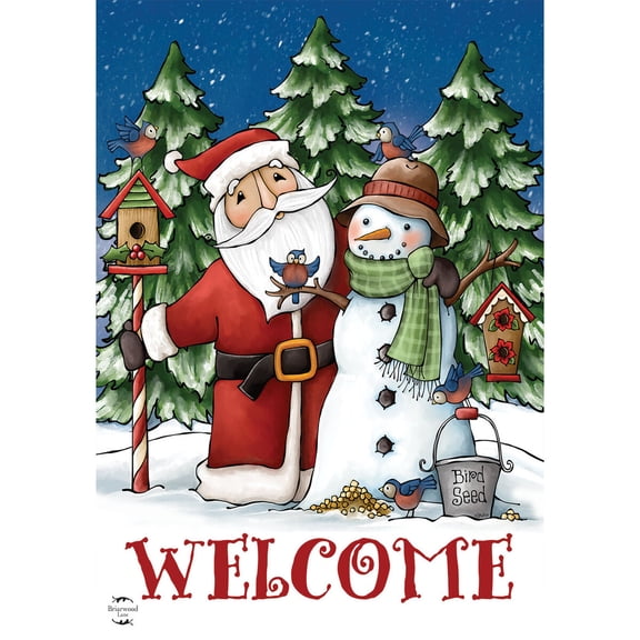 Briarwood Lane Christmas Garden Flag 12x18 For Outdoor Santa and Snowman For Christmas Garden Flag Flags For Outside
