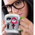 thumbnail image 2 of 3drose, Cute Goth Punk Rock Girl and Boy, 11oz Two-tone Green Mug, 2 of 6