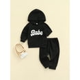 thumbnail image 4 of Kiapeise Baby Boy Girl Clothes Babe Letter Printed Hoodies Sweatshirt Top Pants Set Toddler Sweatsuits Joggers Set, 4 of 9