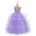 thumbnail image 3 of Little Big Girl Flower Tulle Dress Princess Pageant Birthday Party Wedding Formal Floor Long Dance Evening Maxi Gown, 3 of 7