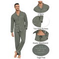 thumbnail image 3 of MAYFISH Men's 100% Cotton Pajamas Sets Pajamas for Men Long Sleeve Sleepwear Set with Pockets and Button Down S-XL(Army Green M), 3 of 5